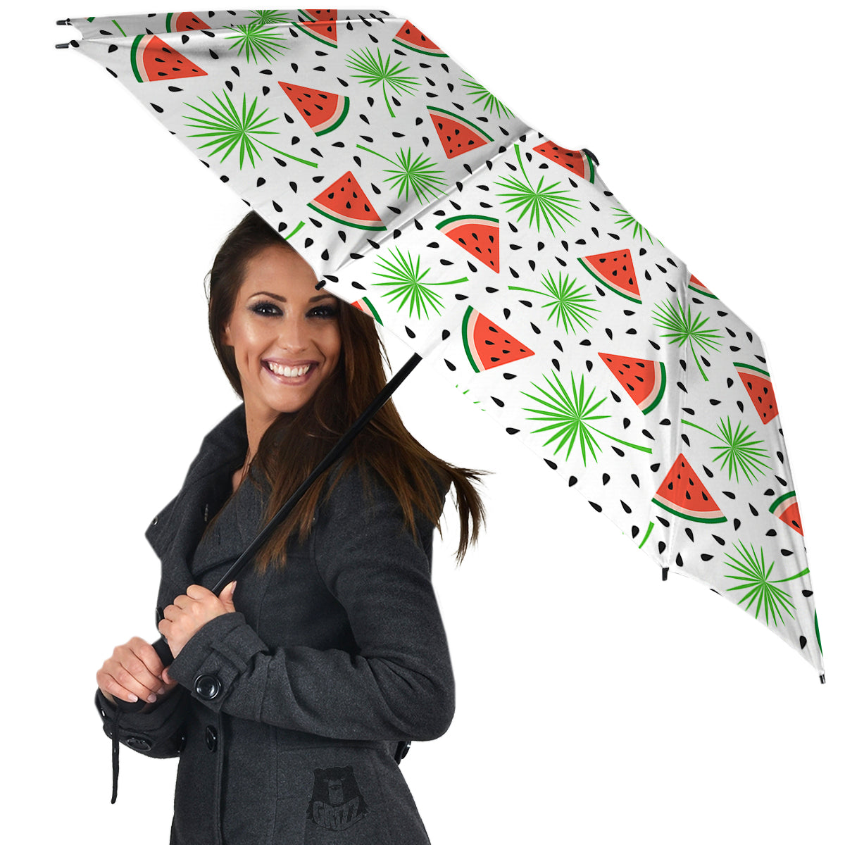 Palm Leaf Watermelon White Print Pattern Umbrella-grizzshop