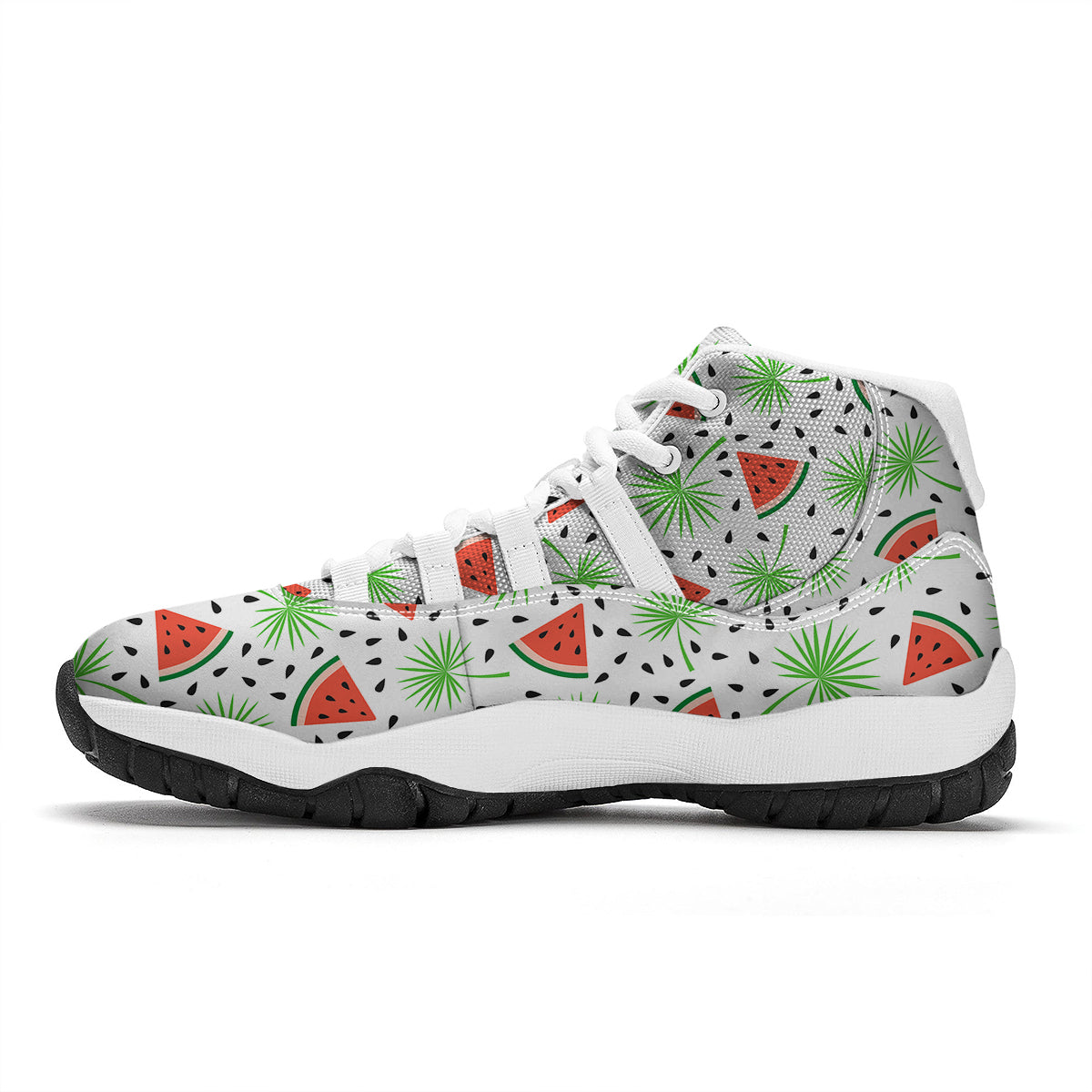 Palm Leaf Watermelon White Print Pattern White Bball Shoes-grizzshop