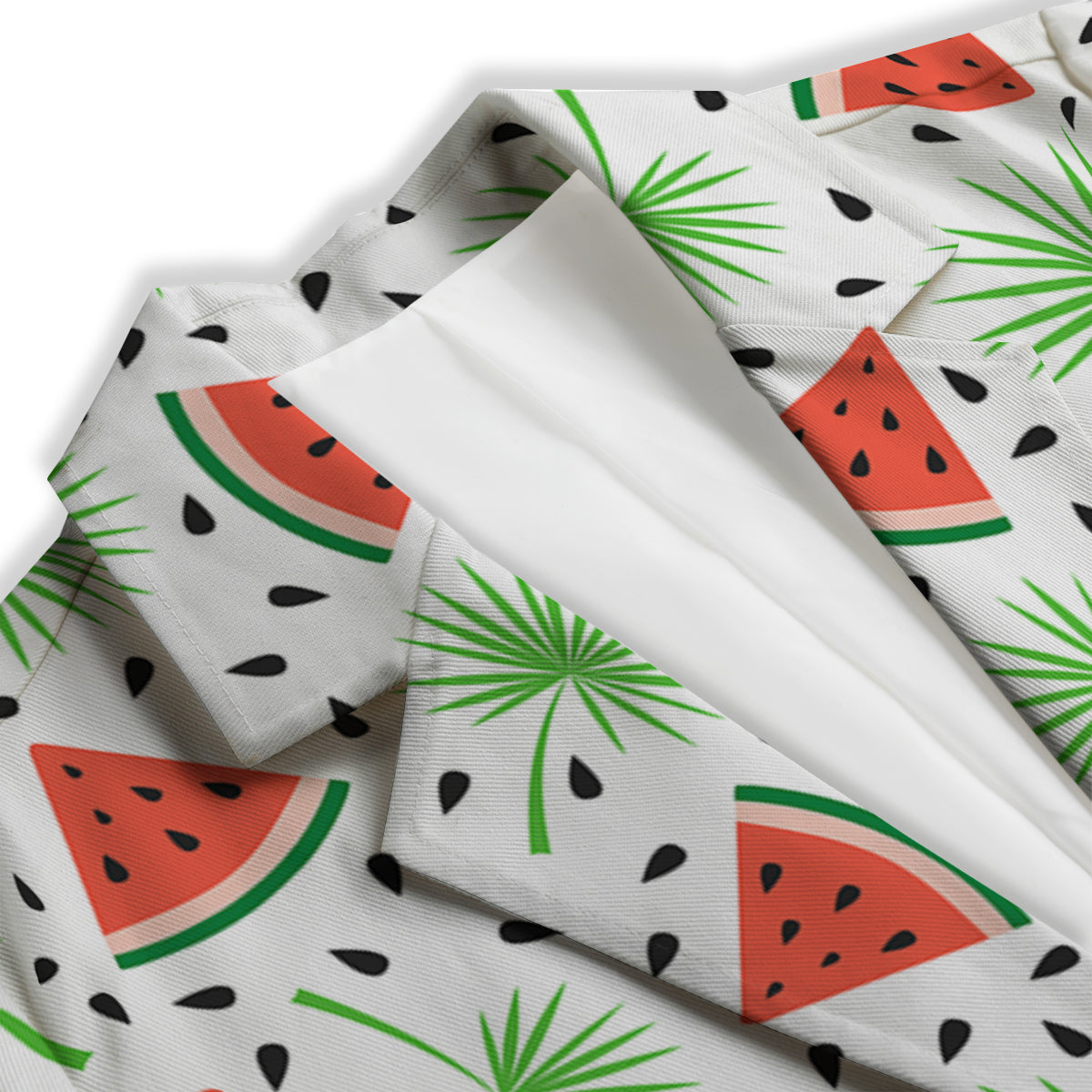 Palm Leaf Watermelon White Print Pattern Women's Blazer-grizzshop