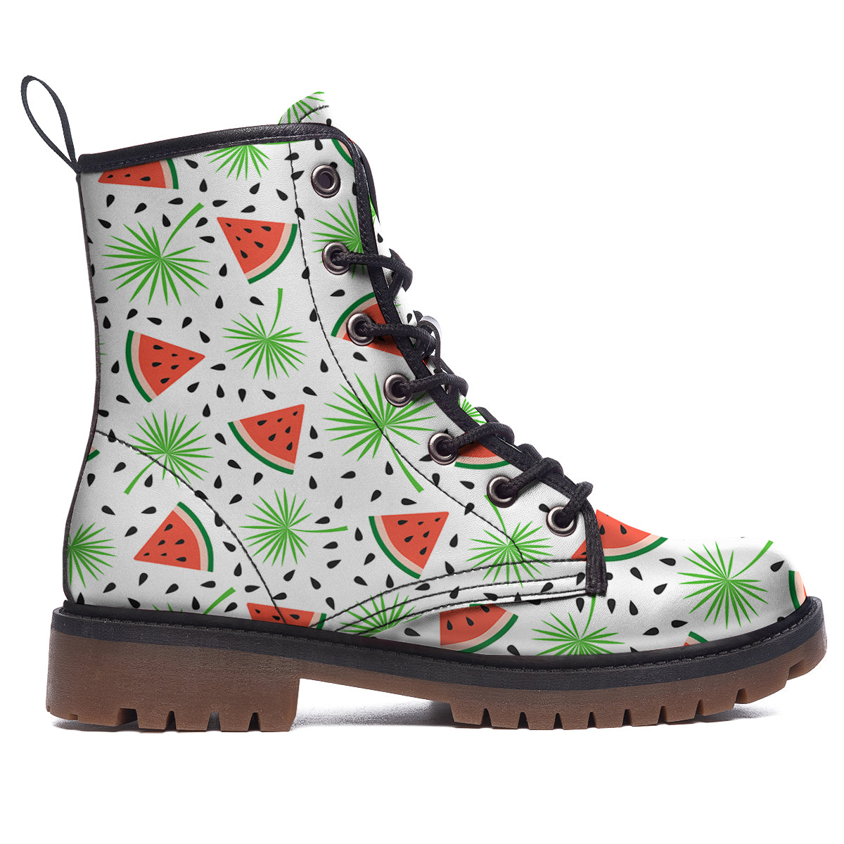 Palm Leaf Watermelon White Print Pattern Work Boots-grizzshop