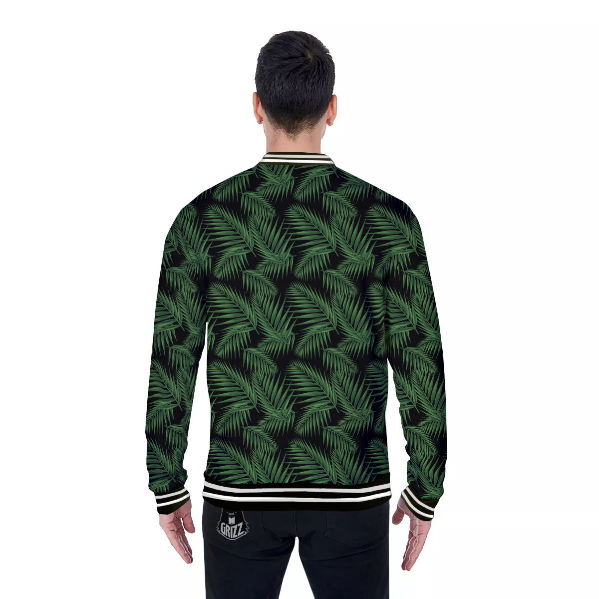Palm Leave Night Tropical Print Pattern Baseball Jacket-grizzshop