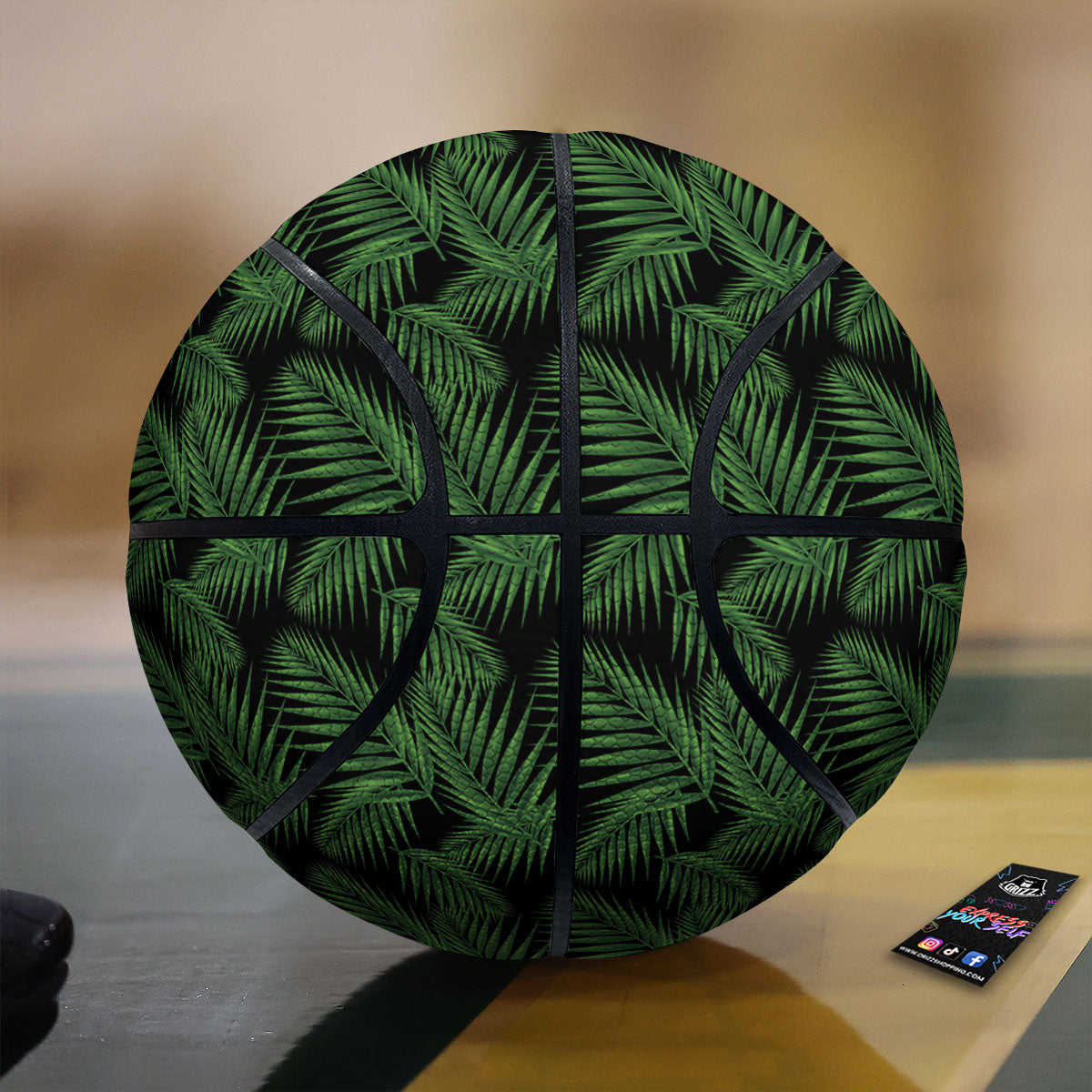Palm Leave Night Tropical Print Pattern Basketball-grizzshop