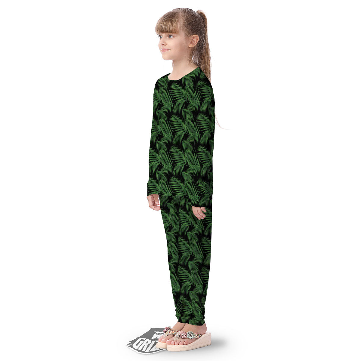 Palm Leave Night Tropical Print Pattern Kid's Pajamas-grizzshop