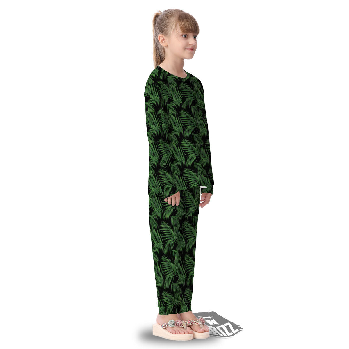 Palm Leave Night Tropical Print Pattern Kid's Pajamas-grizzshop