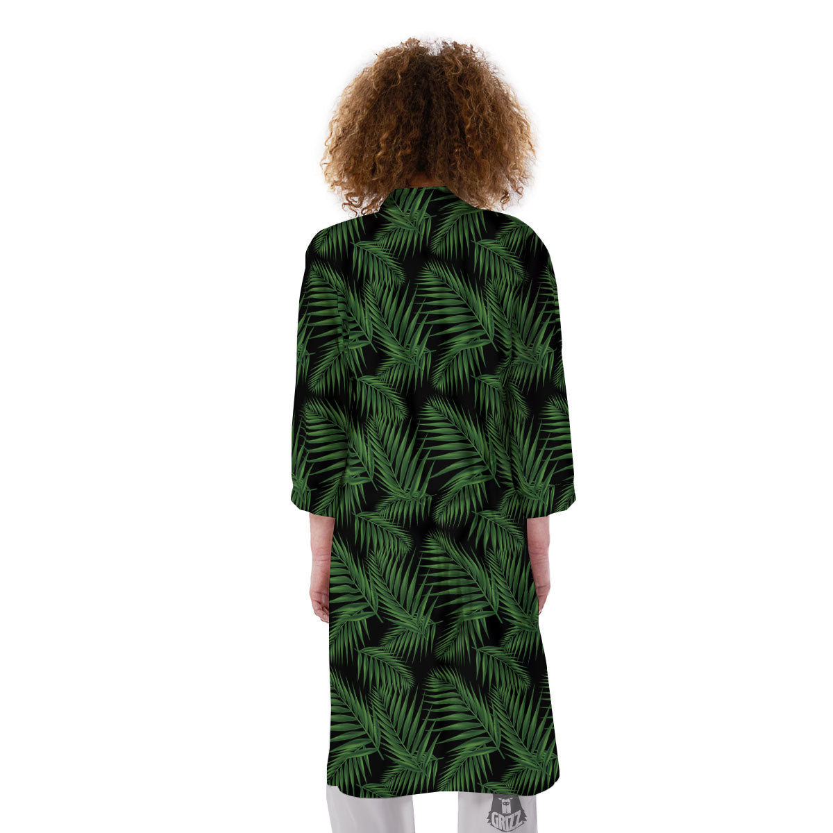 Palm Leave Night Tropical Print Pattern Kimono-grizzshop
