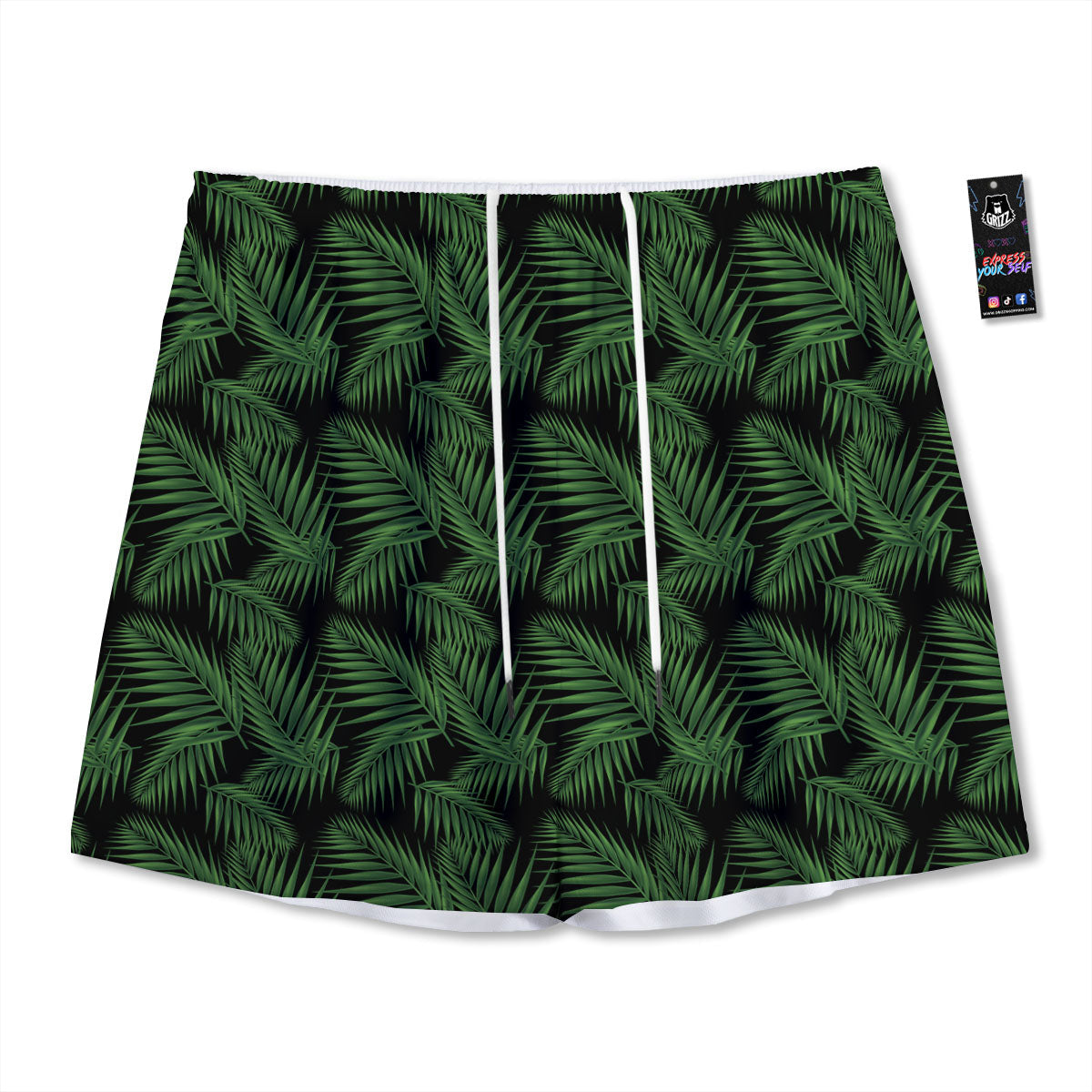 Palm Leave Night Tropical Print Pattern Mesh Shorts-grizzshop