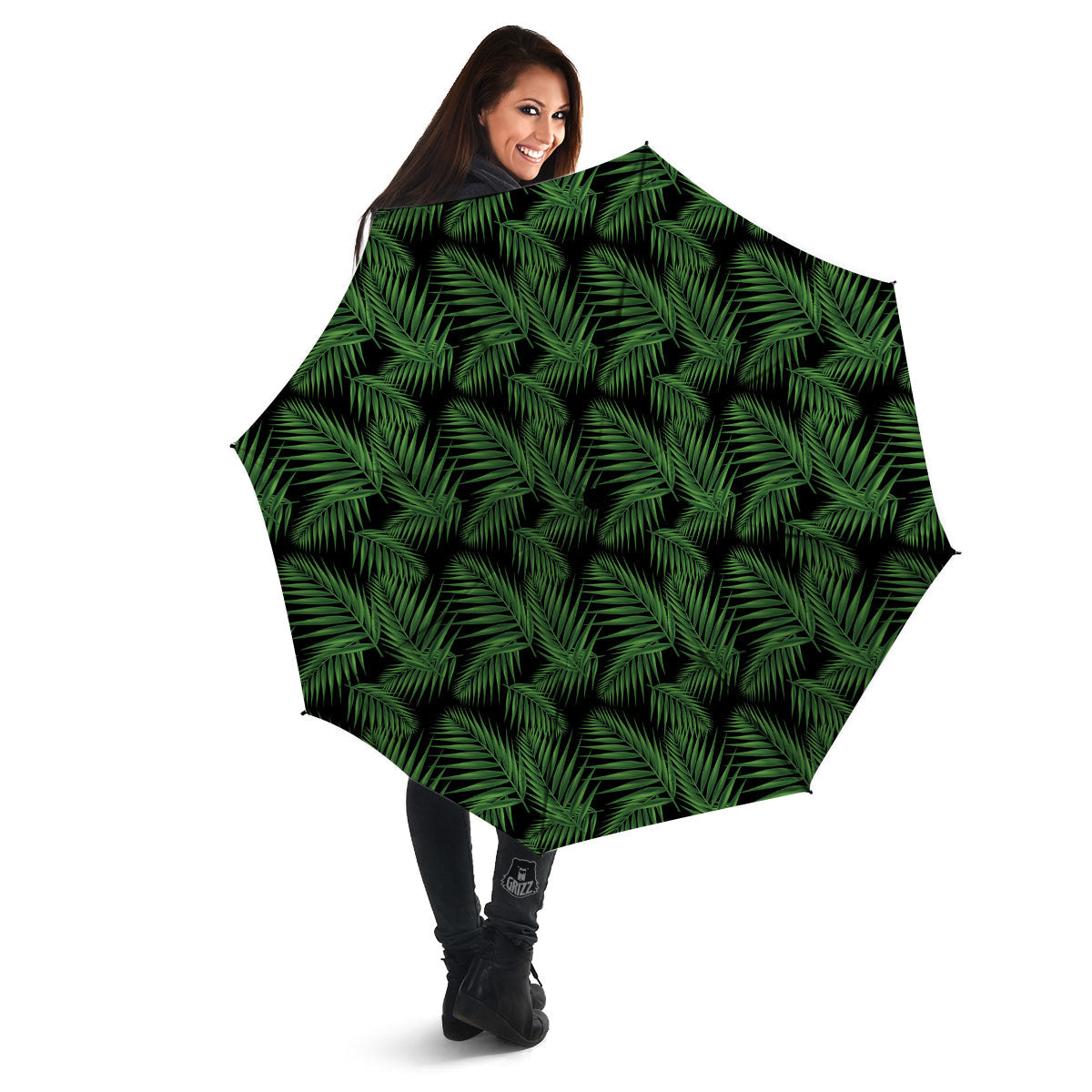 Palm Leave Night Tropical Print Pattern Umbrella-grizzshop