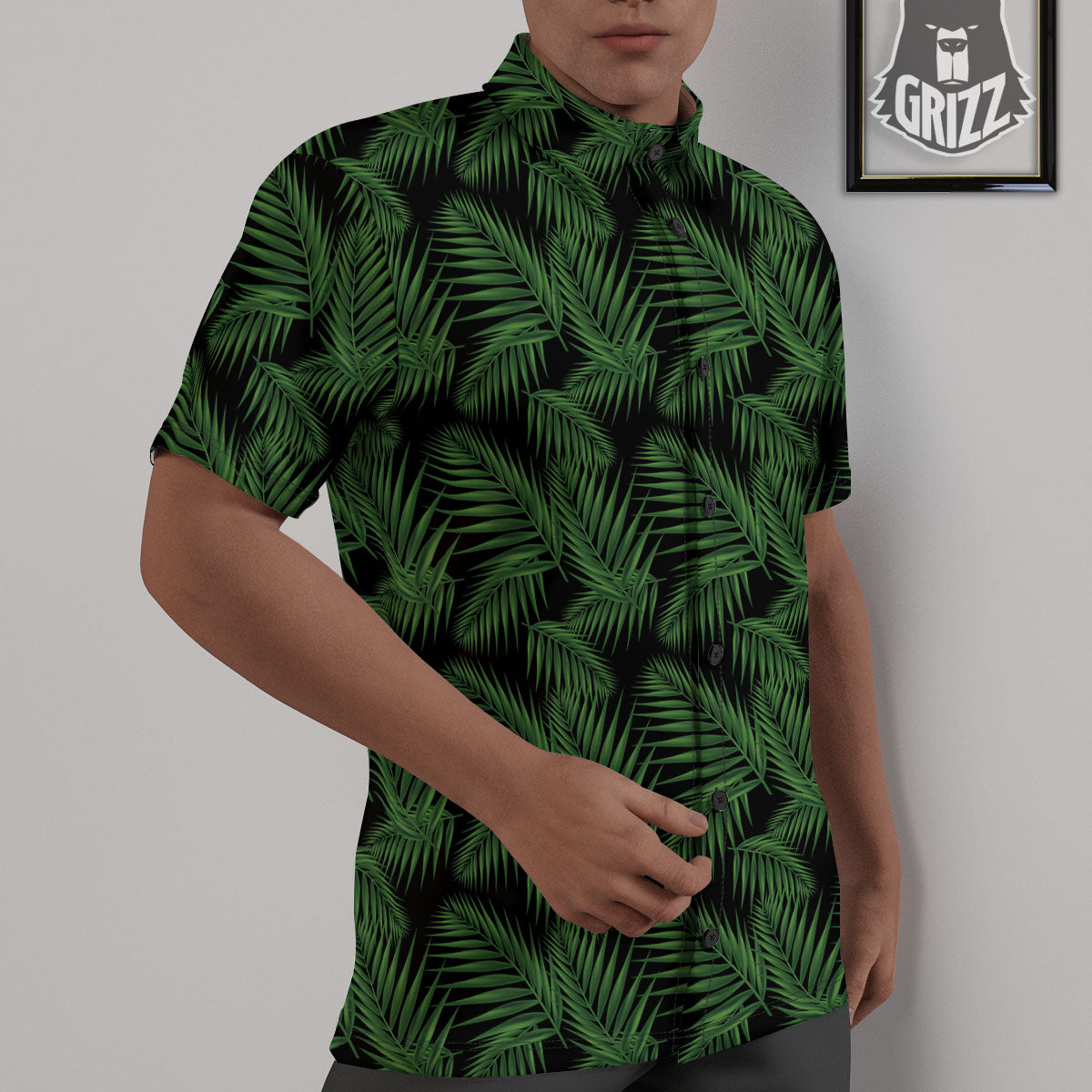 Palm Leave Night Tropical Print Pattern Untucked Shirts-grizzshop