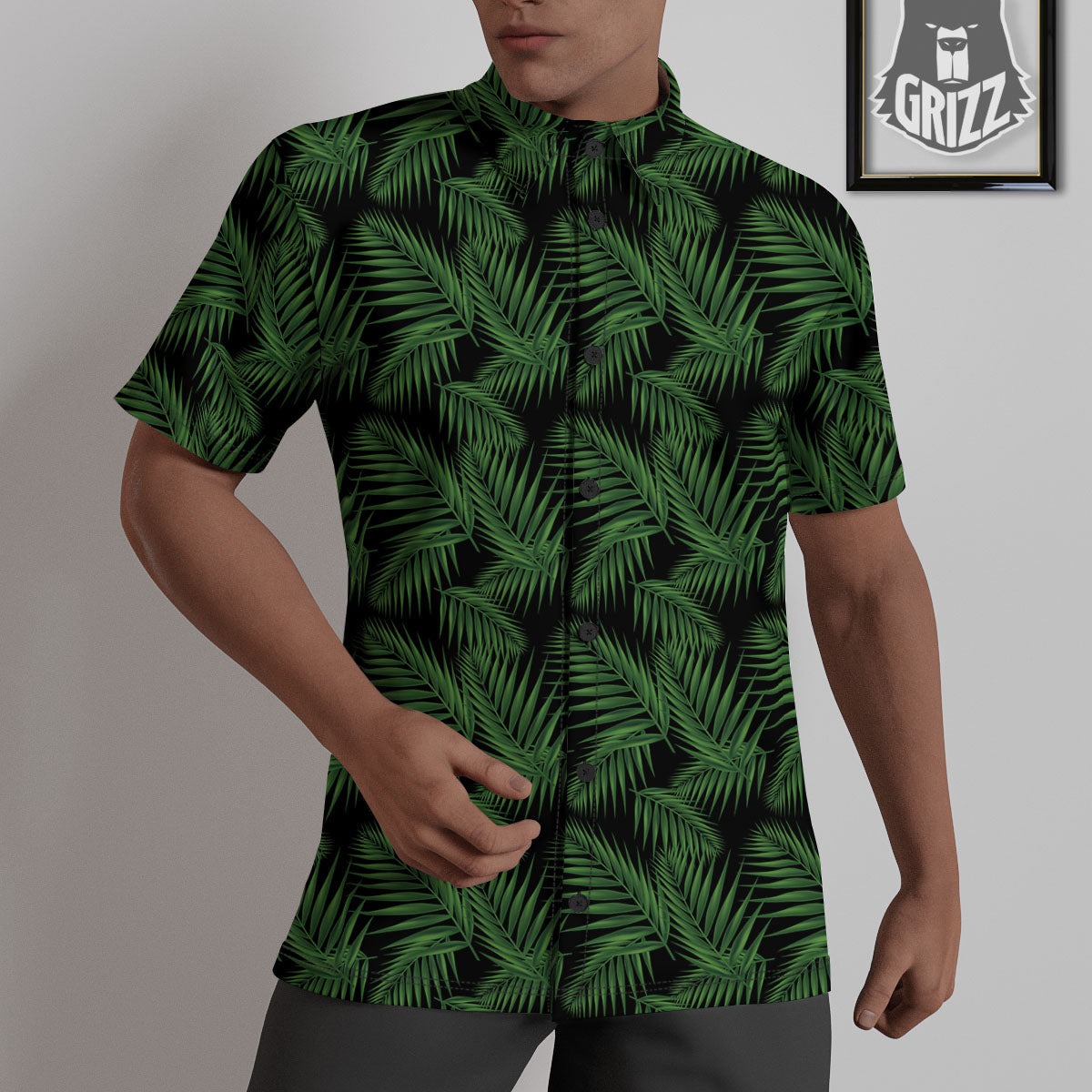 Palm Leave Night Tropical Print Pattern Untucked Shirts-grizzshop