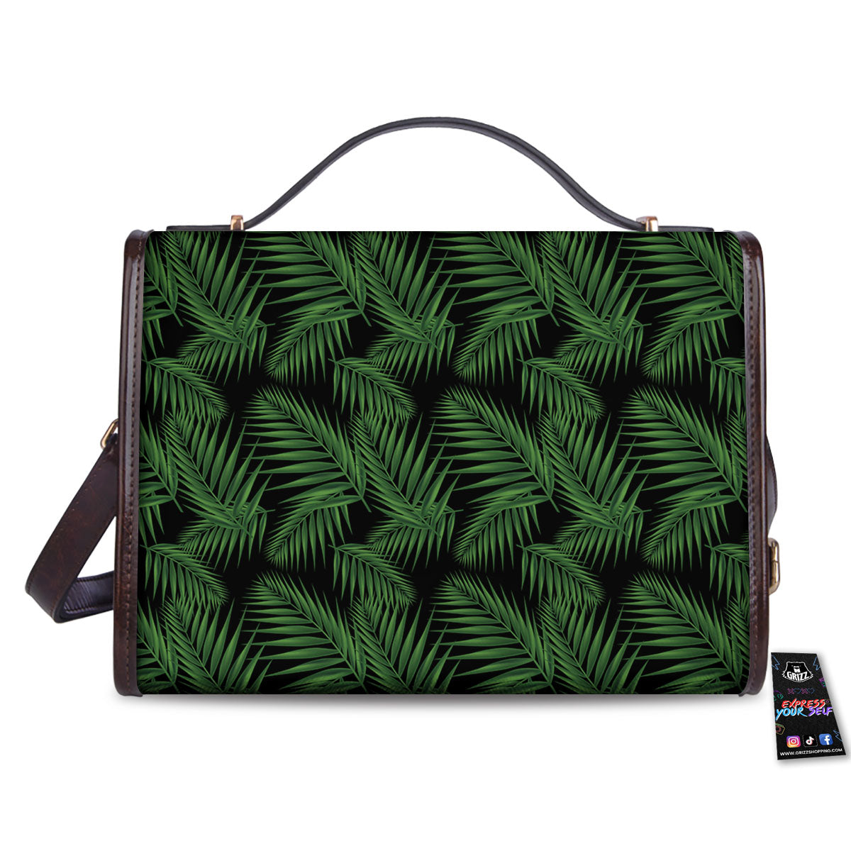 Palm Leave Night Tropical Print Pattern Women's Satchel Bag-grizzshop