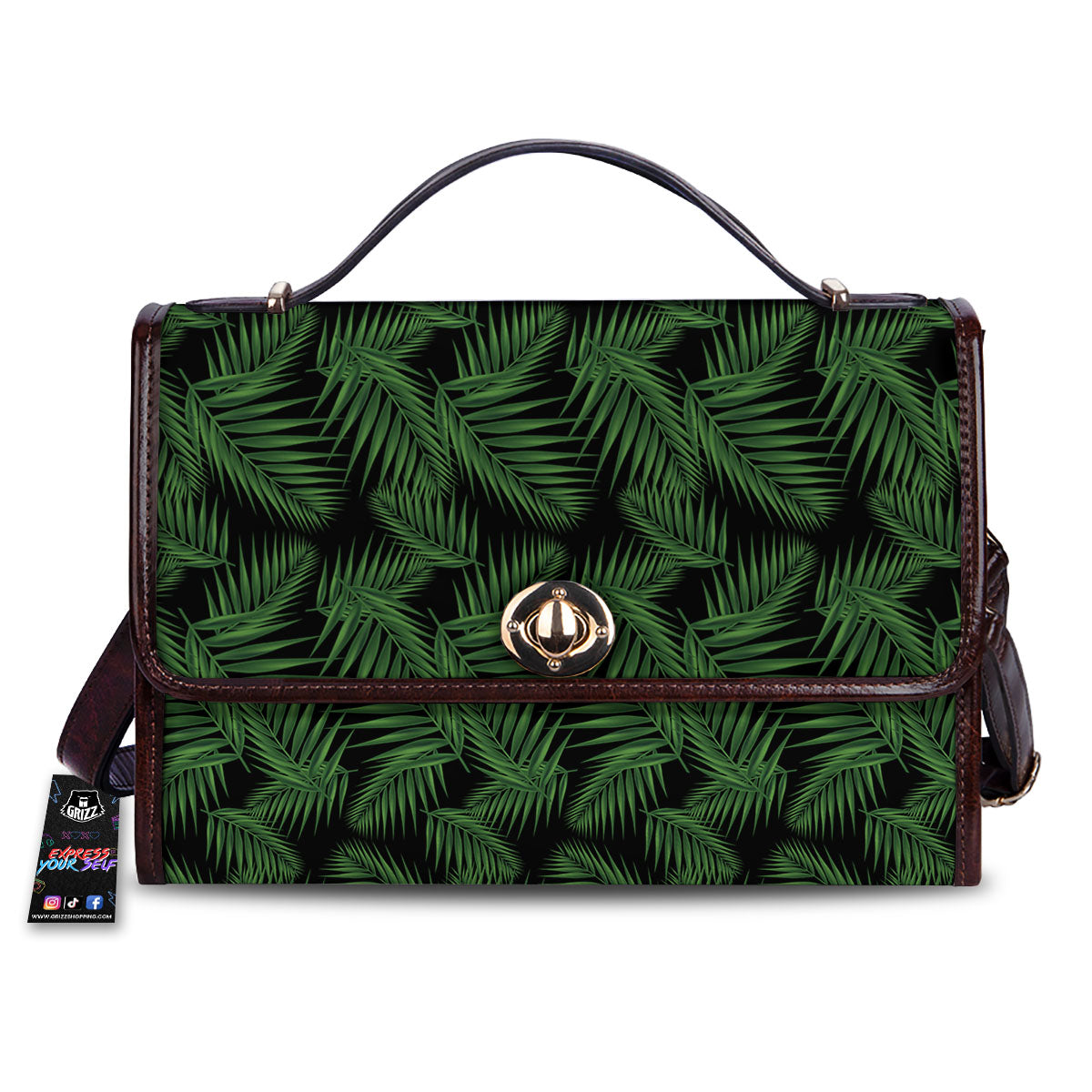 Palm Leave Night Tropical Print Pattern Women's Satchel Bag-grizzshop