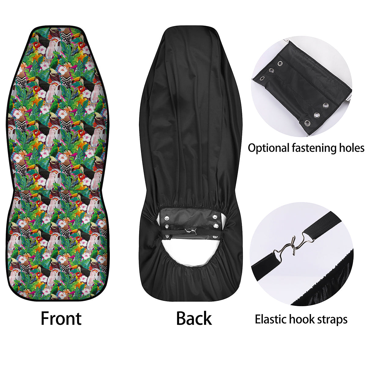 Palm Leaves And Bird Of Paradise Print Car Seat Covers-grizzshop