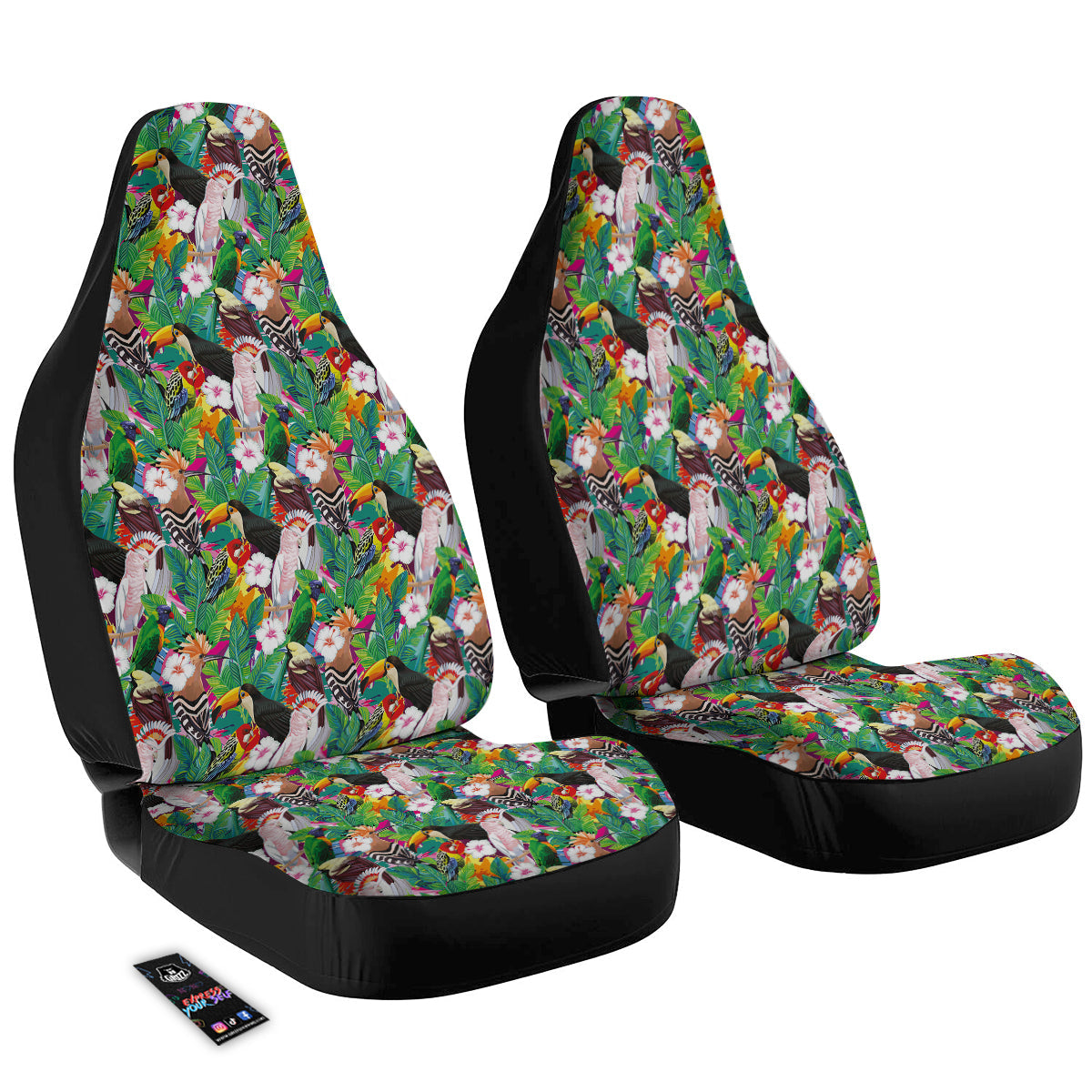 Palm Leaves And Bird Of Paradise Print Car Seat Covers-grizzshop