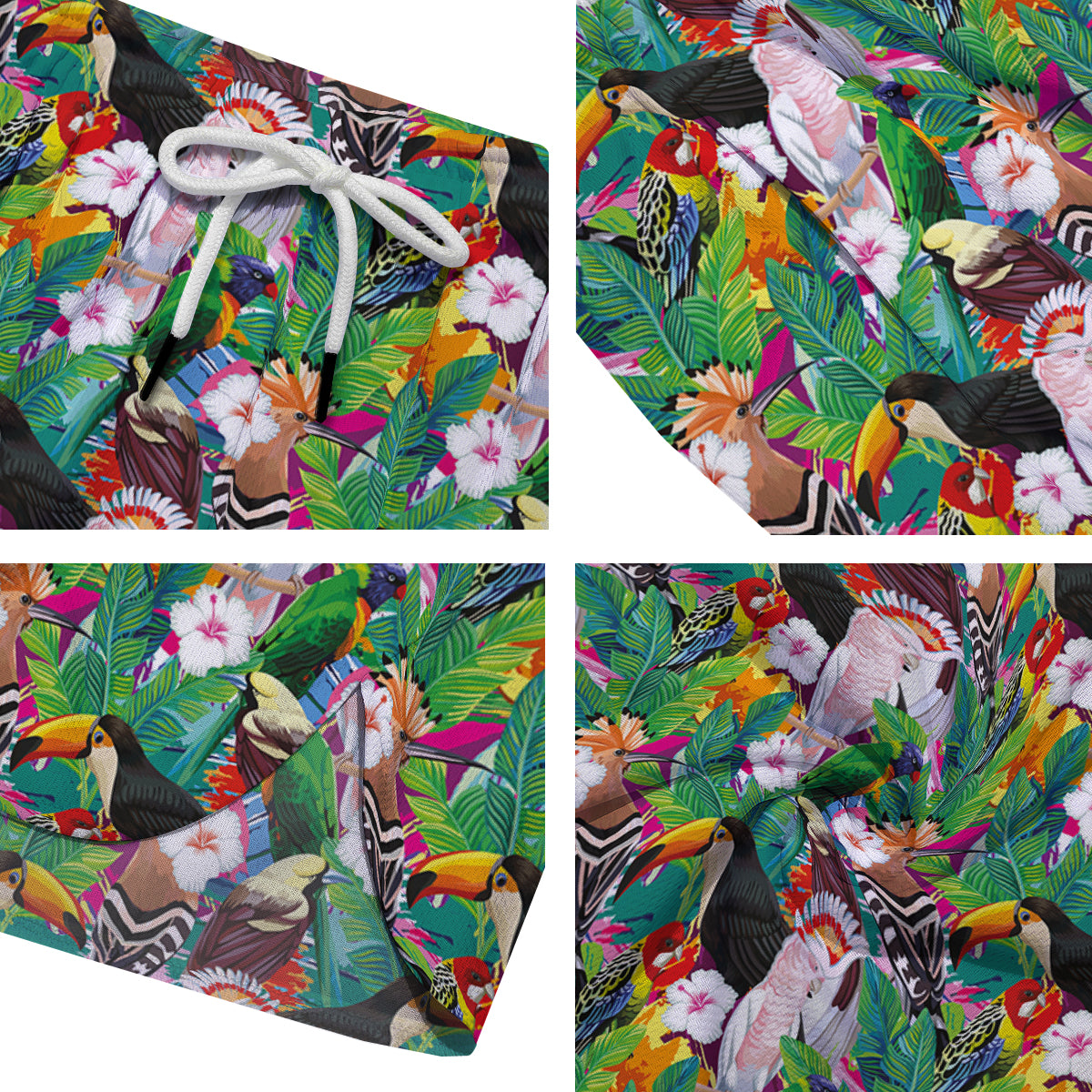 Palm Leaves And Bird Of Paradise Print Men's Running Shorts-grizzshop