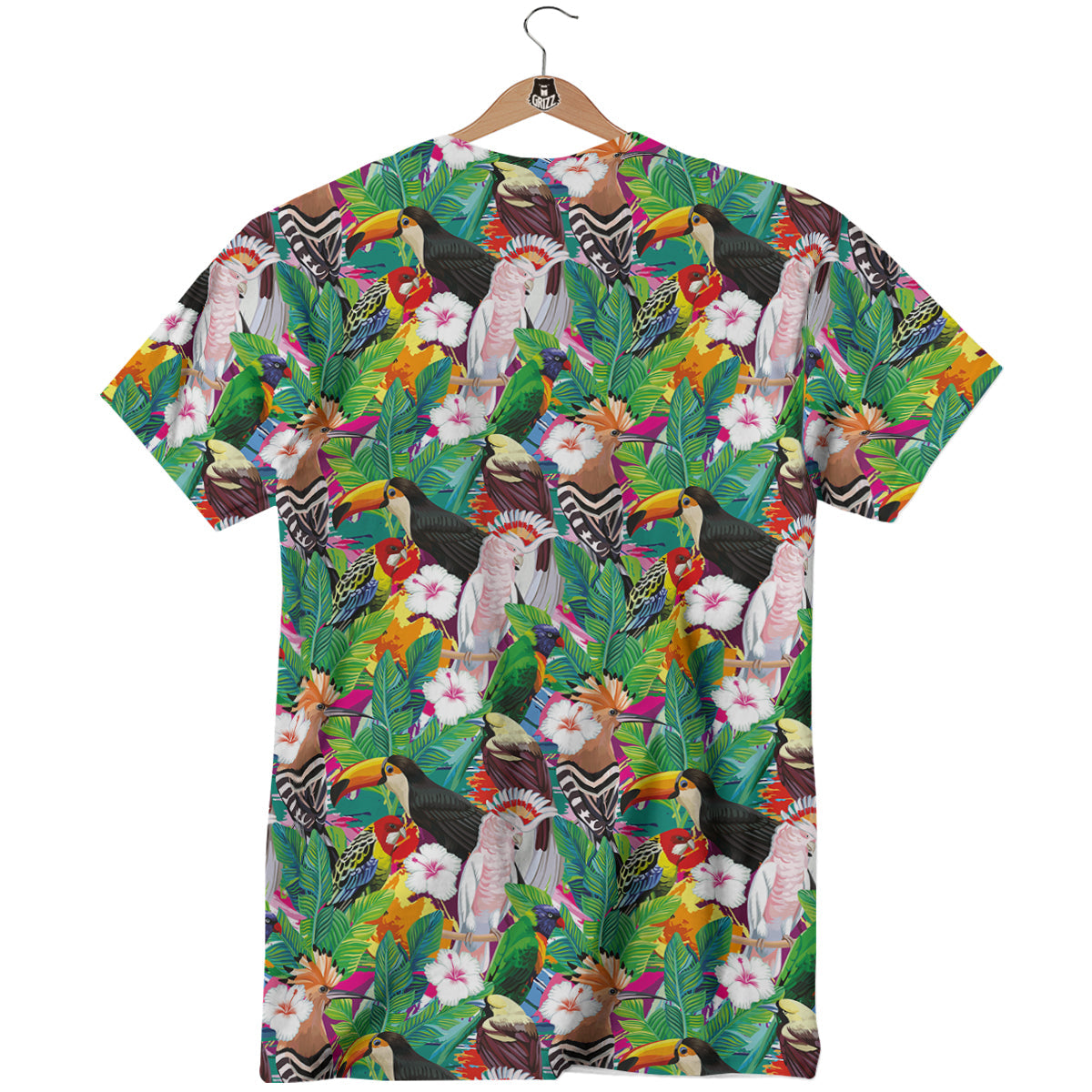 Palm Leaves And Bird Of Paradise Print T-Shirt-grizzshop