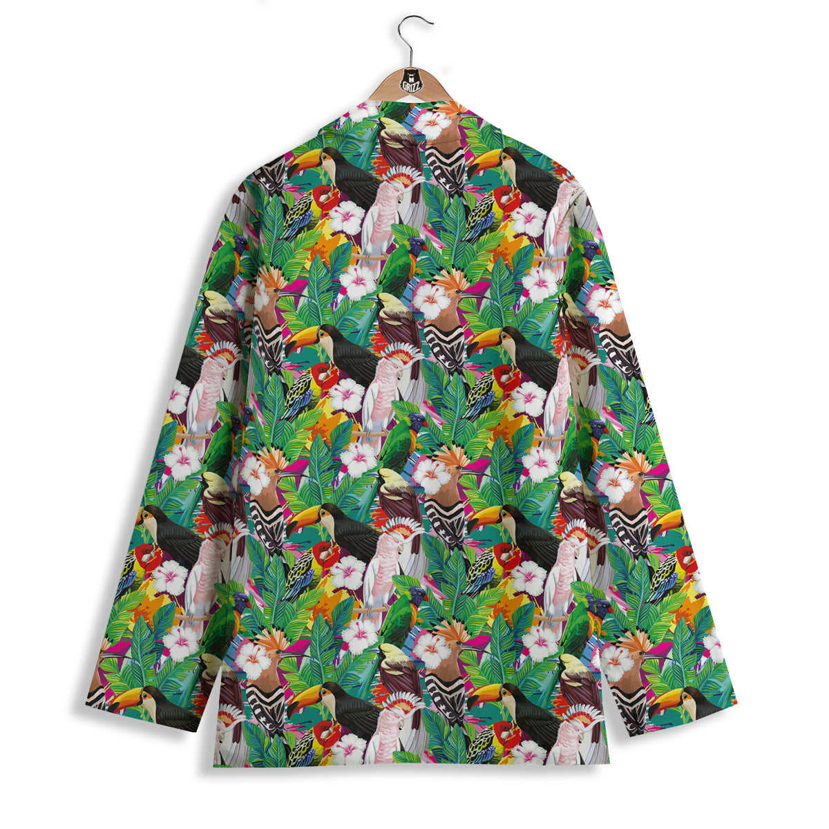 Palm Leaves And Bird Of Paradise Print Women's Blazer-grizzshop