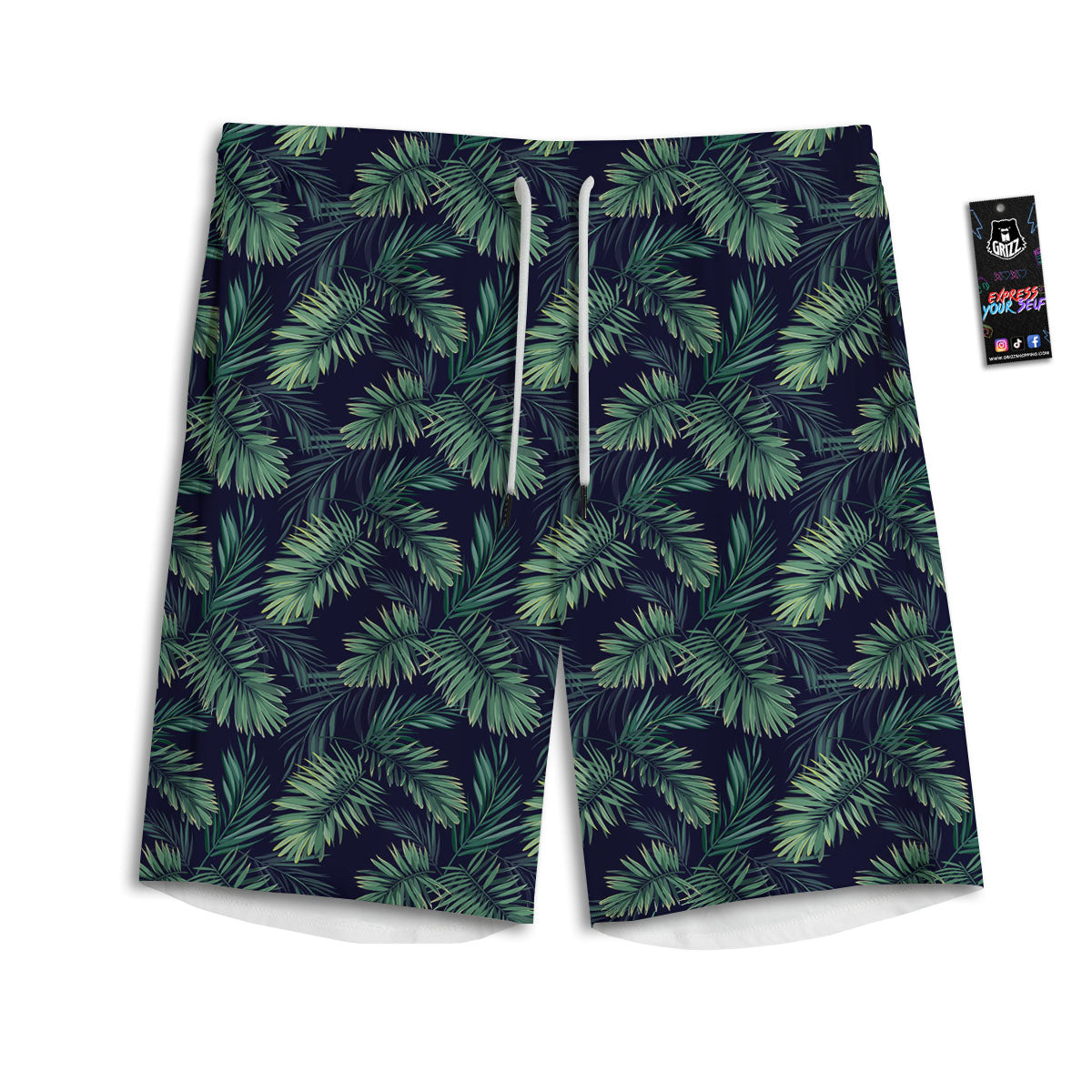 Palm Leaves Dark Tropical Print Pattern Men's Athletic Shorts-grizzshop