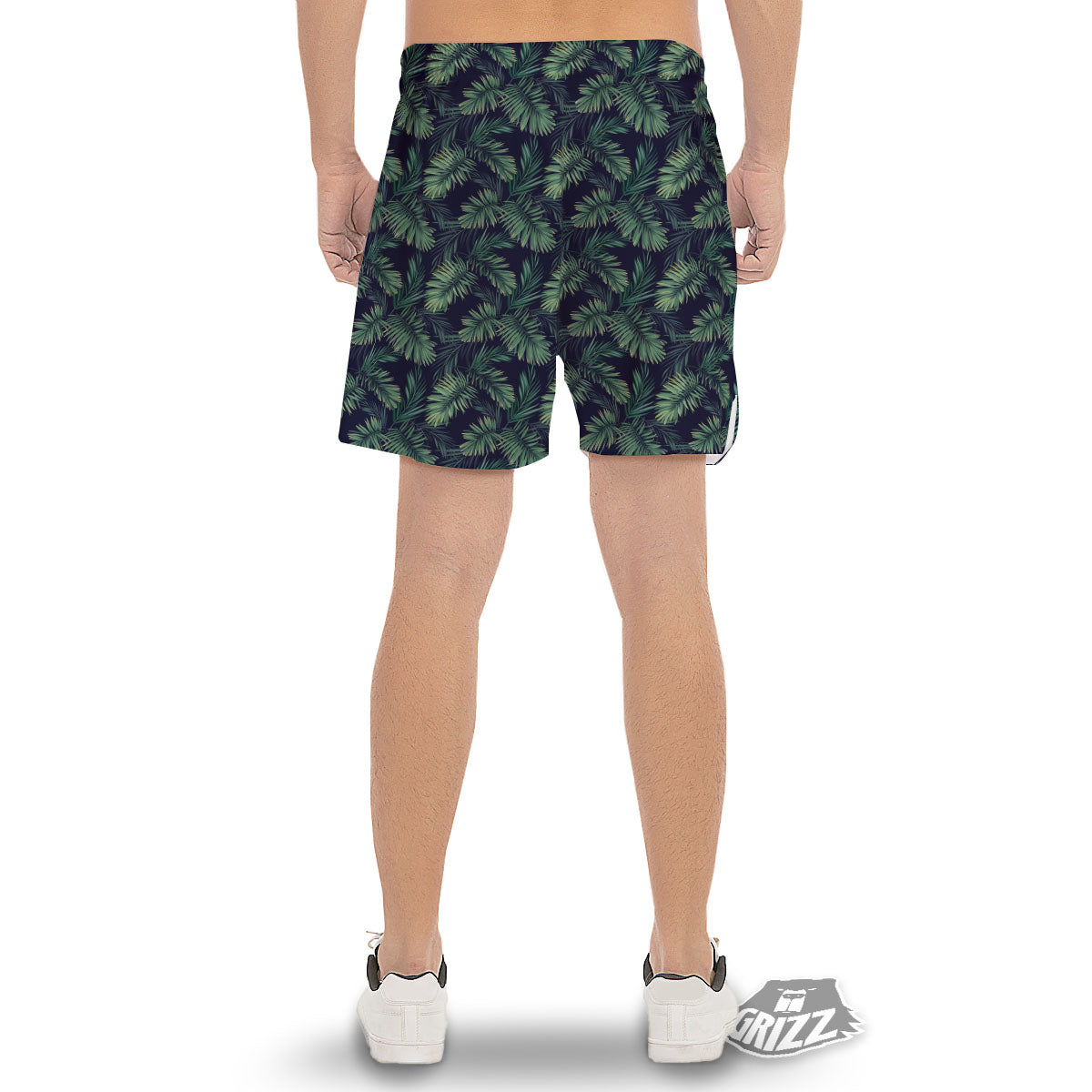 Palm Leaves Dark Tropical Print Pattern Men's Gym Shorts-grizzshop