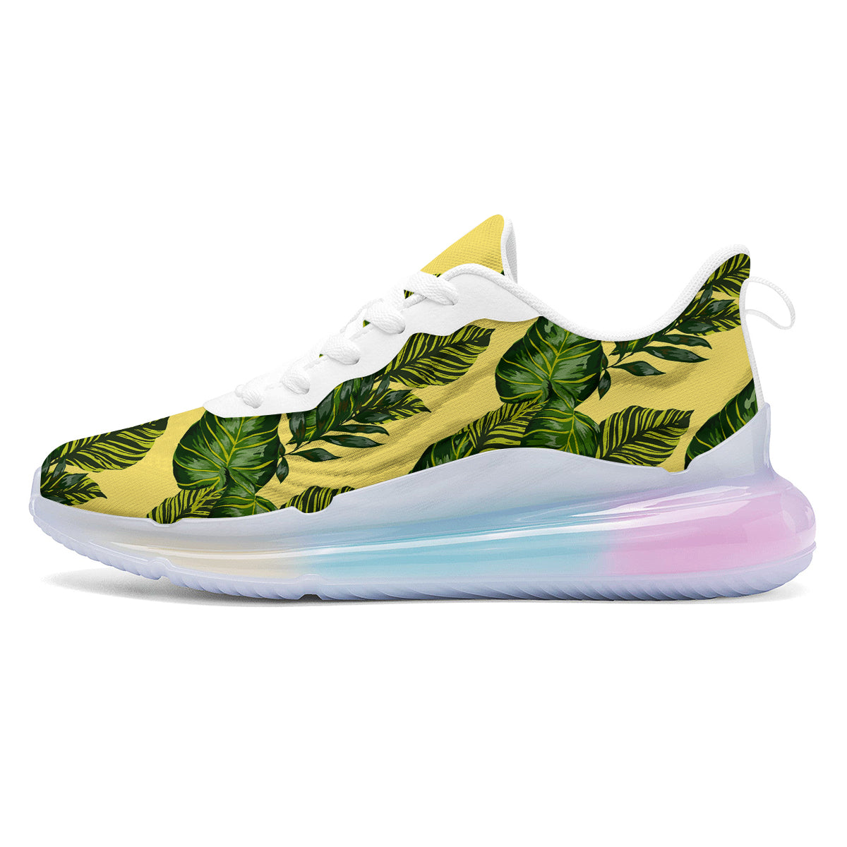 Palm Leaves Yellow Hawaiian Print Pattern Running Sneakers-grizzshop