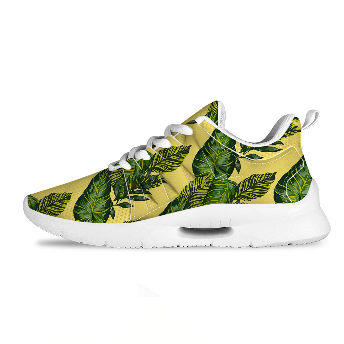 Palm Leaves Yellow Hawaiian Print Pattern Tennis Shoes-grizzshop