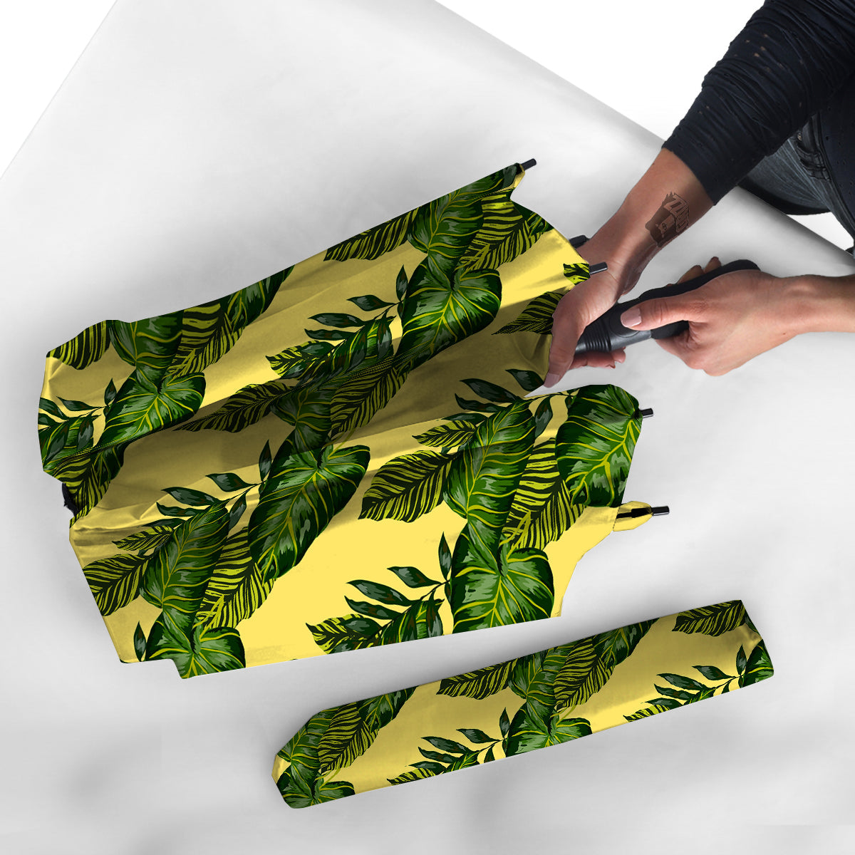 Palm Leaves Yellow Hawaiian Print Pattern Umbrella-grizzshop