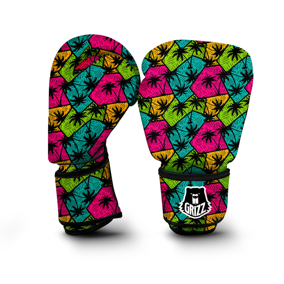 Palm Tree Beach Pattern Print Boxing Gloves-grizzshop