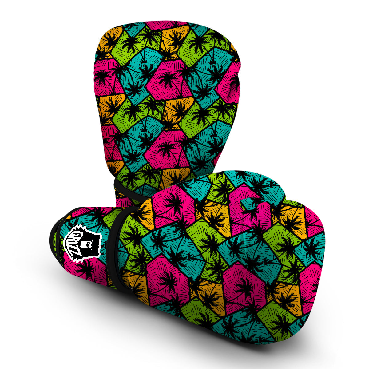 Palm Tree Beach Pattern Print Boxing Gloves-grizzshop