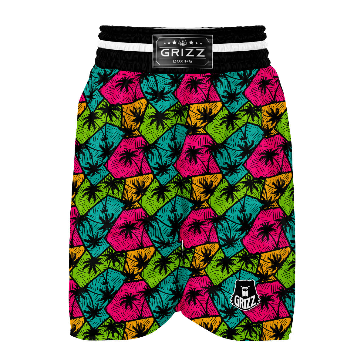 Palm Tree Beach Pattern Print Boxing Shorts-grizzshop