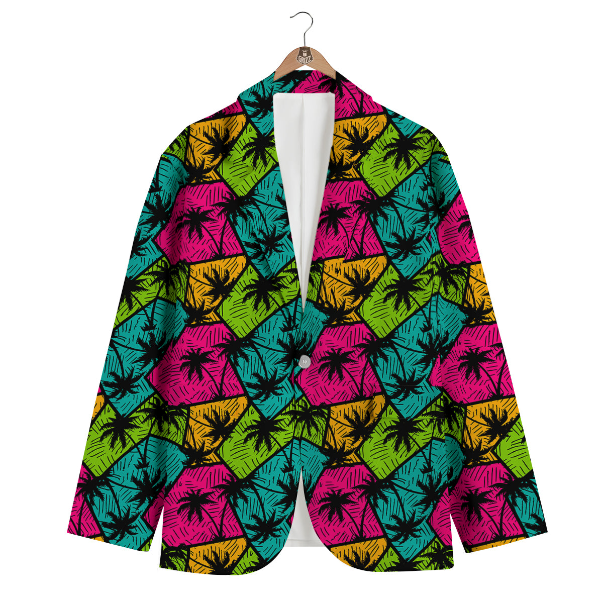 Palm Tree Beach Pattern Print Men's Blazer-grizzshop