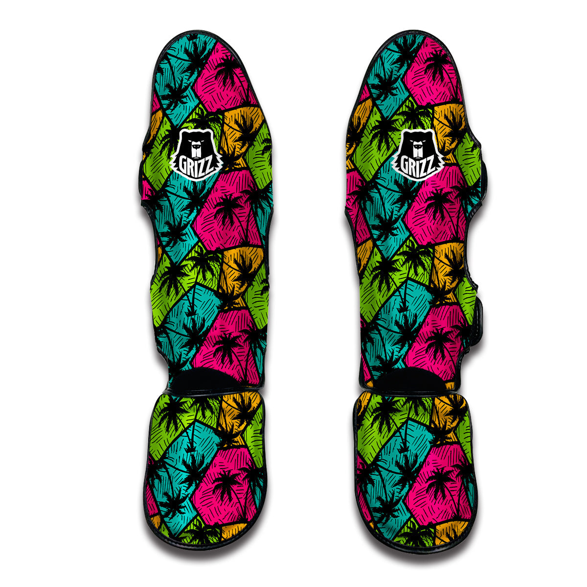 Palm Tree Beach Pattern Print Muay Thai Shin Guards-grizzshop