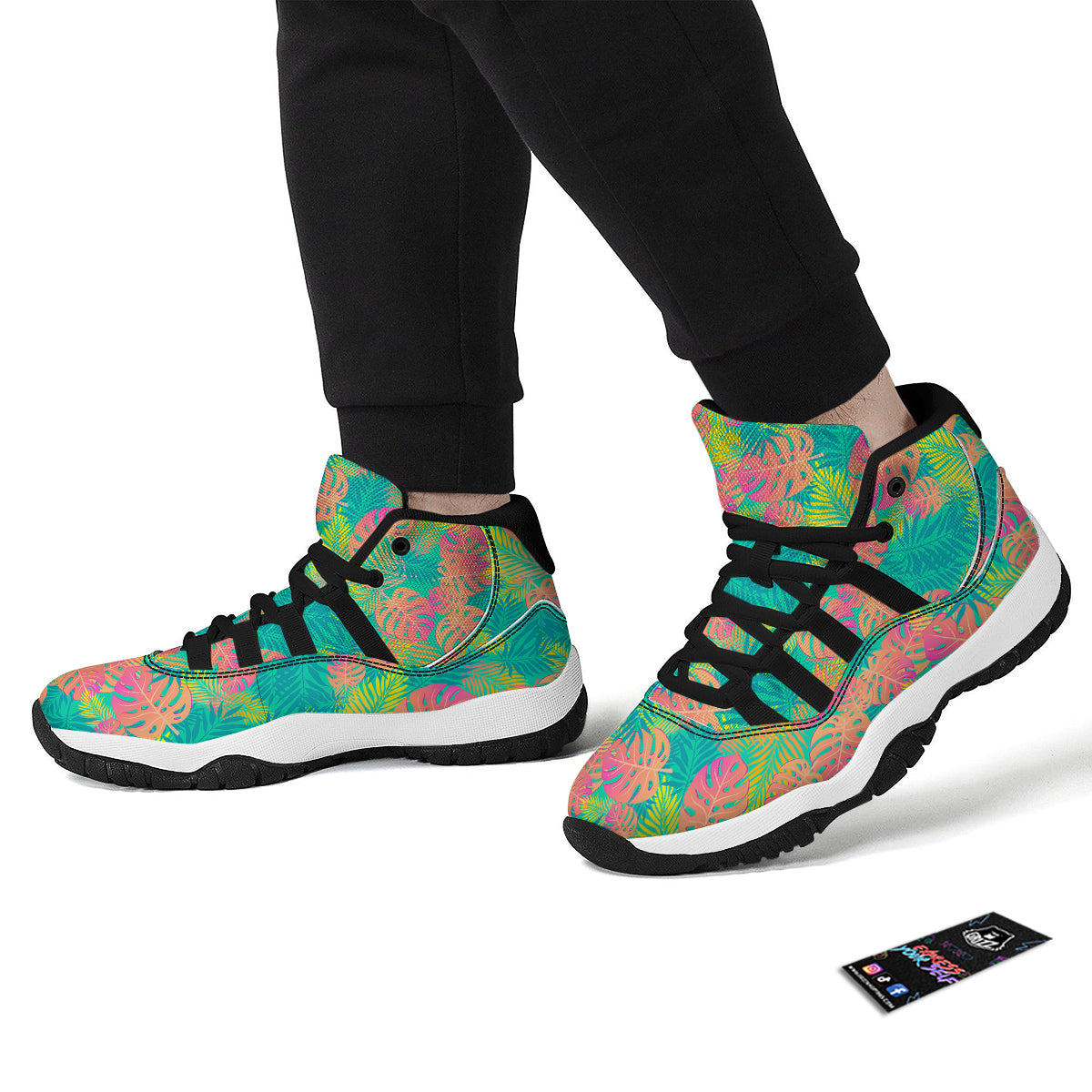 Palm Tree Beach Print Pattern Black Bball Shoes-grizzshop