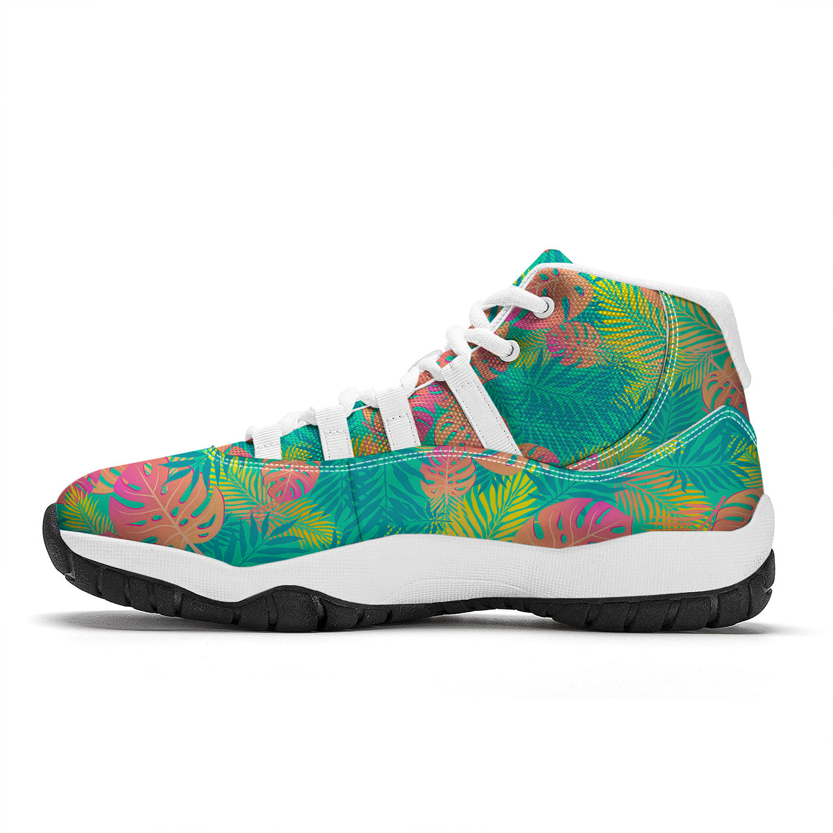 Palm Tree Beach Print Pattern White Bball Shoes-grizzshop
