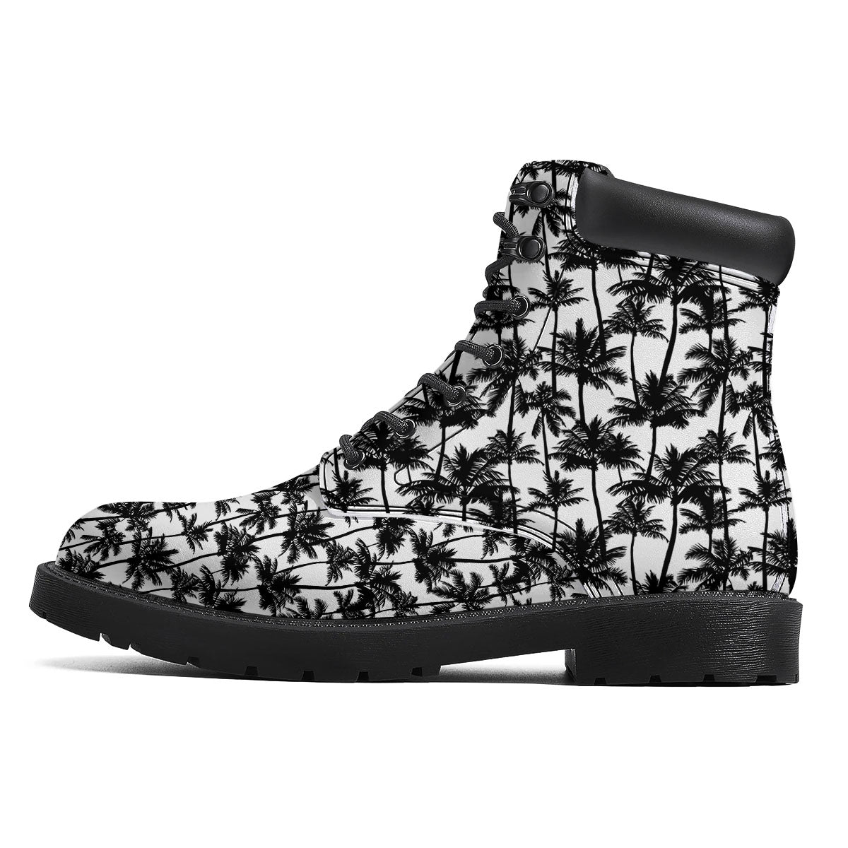 Palm Tree Black White Print Pattern Boots-grizzshop