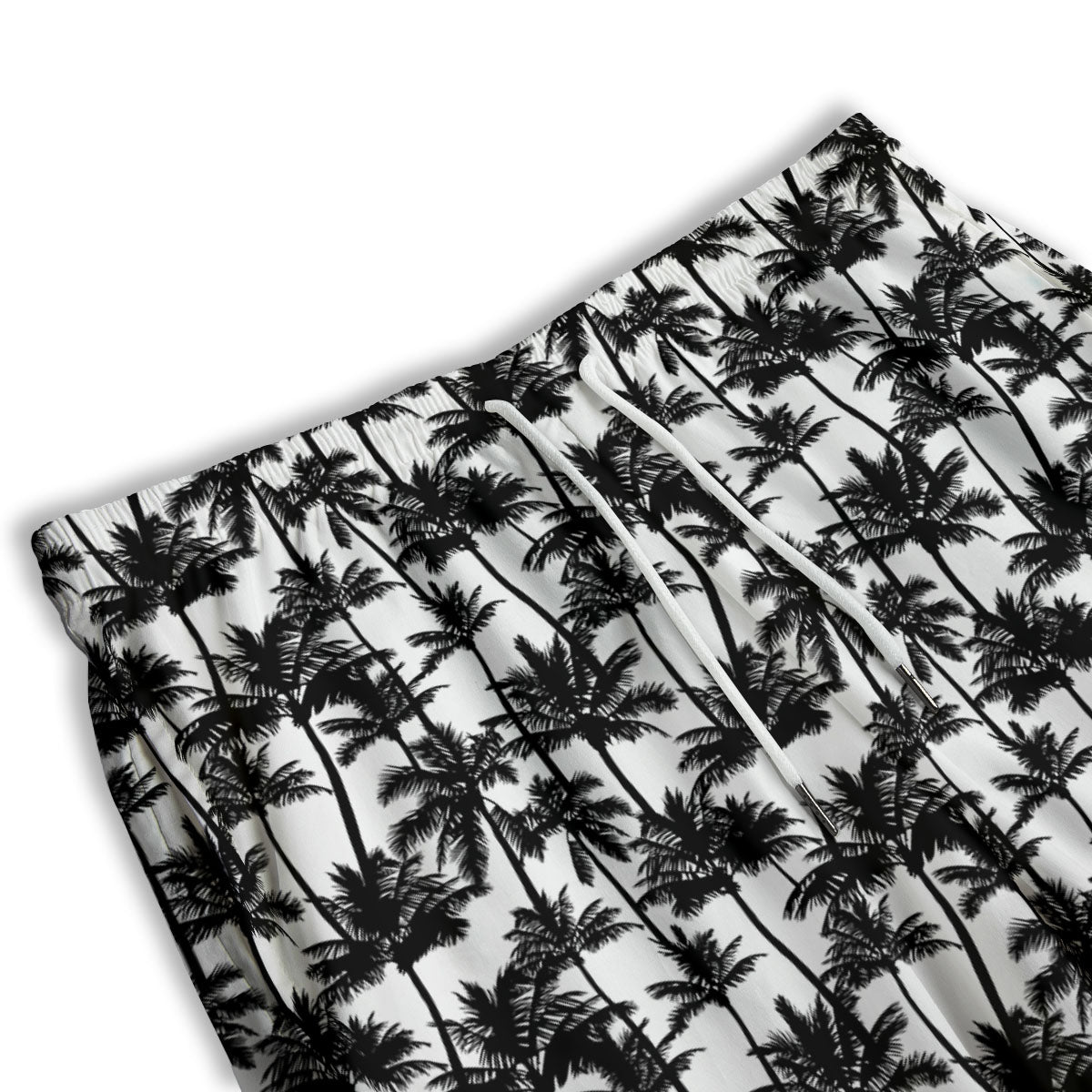 Palm Tree Black White Print Pattern Men's Athletic Shorts
