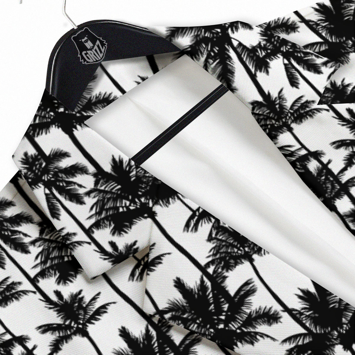 Palm Tree Black White Print Pattern Men's Sport Coat-grizzshop