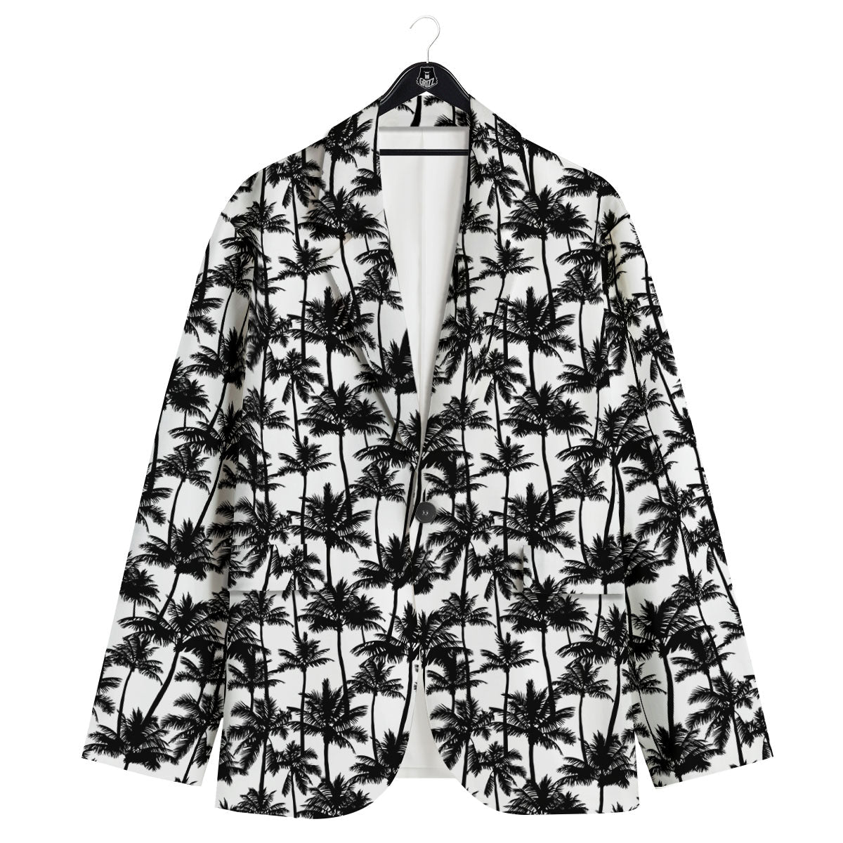 Palm Tree Black White Print Pattern Men's Sport Coat-grizzshop