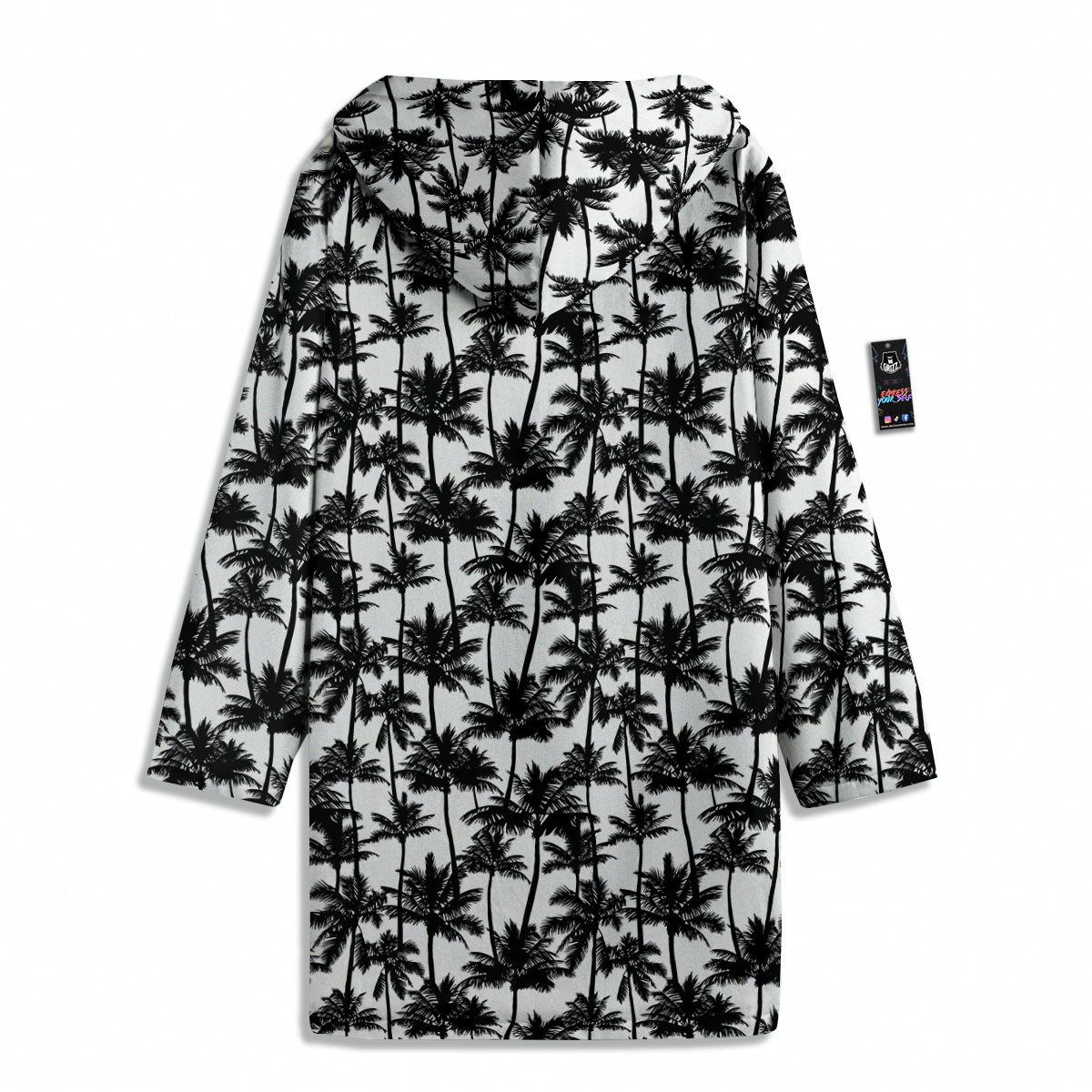 Palm Tree Black White Print Pattern Men's Windbreaker Jacket-grizzshop