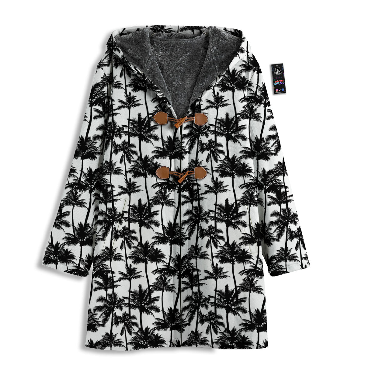 Palm Tree Black White Print Pattern Men's Windbreaker Jacket-grizzshop