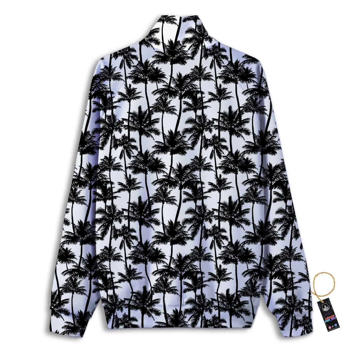 Palm Tree Black White Print Pattern Track Jacket-grizzshop