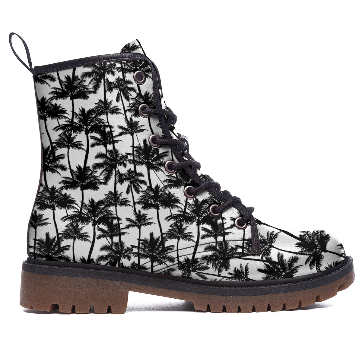 Palm Tree Black White Print Pattern Work Boots-grizzshop