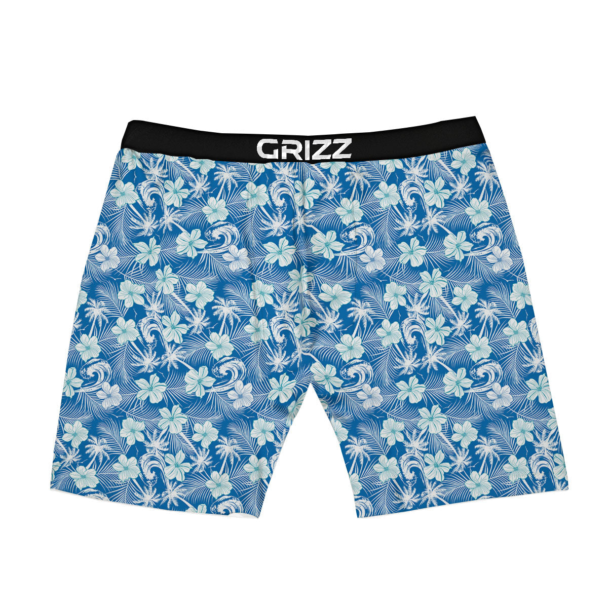 Palm Tree Blue Hibiscus Print Pattern Boxer Briefs-grizzshop