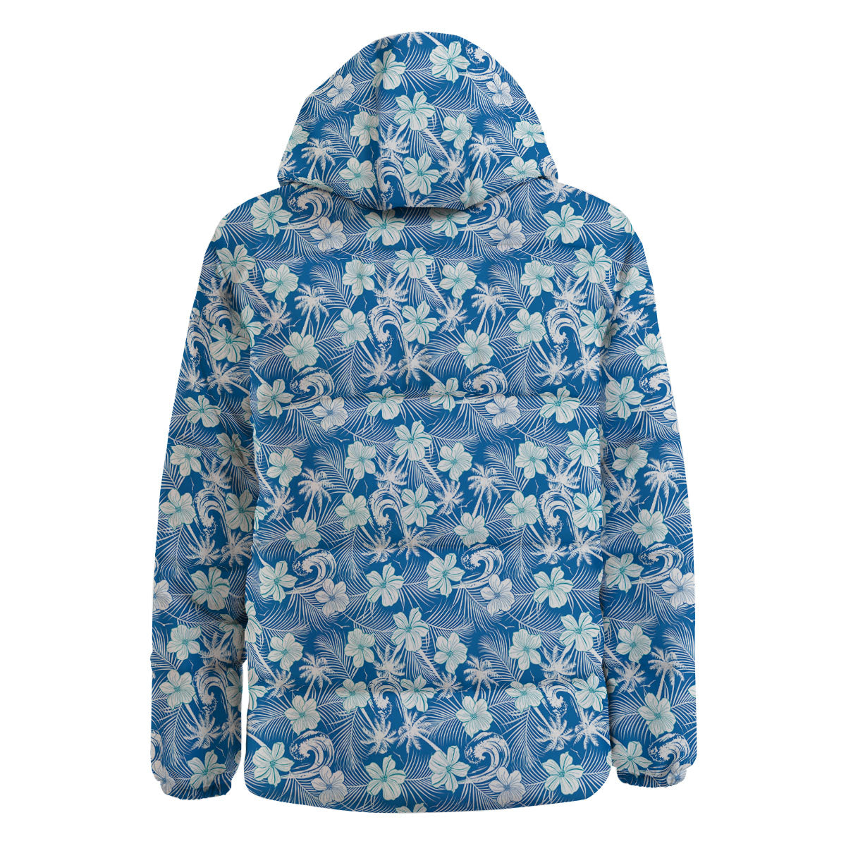 Palm Tree Blue Hibiscus Print Pattern Down Jacket-grizzshop