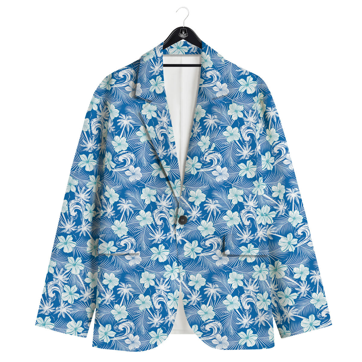 Palm Tree Blue Hibiscus Print Pattern Men's Sport Coat-grizzshop