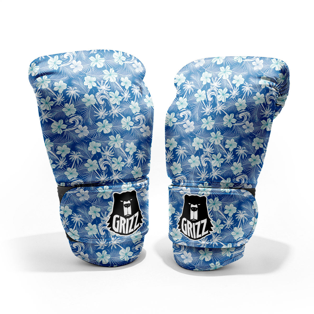 Palm Tree Blue Hibiscus Print Pattern Pro Boxing Glove