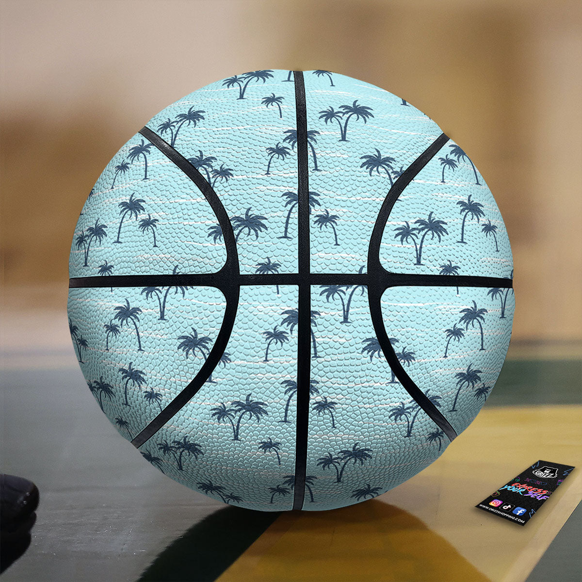 Palm Tree Blue Print Pattern Basketball-grizzshop