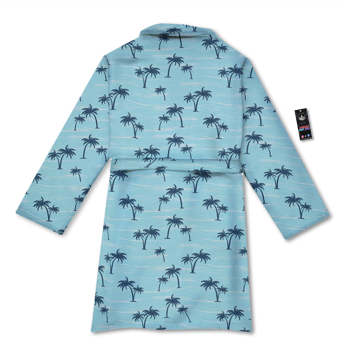 Palm Tree Blue Print Pattern Bathrobe-grizzshop
