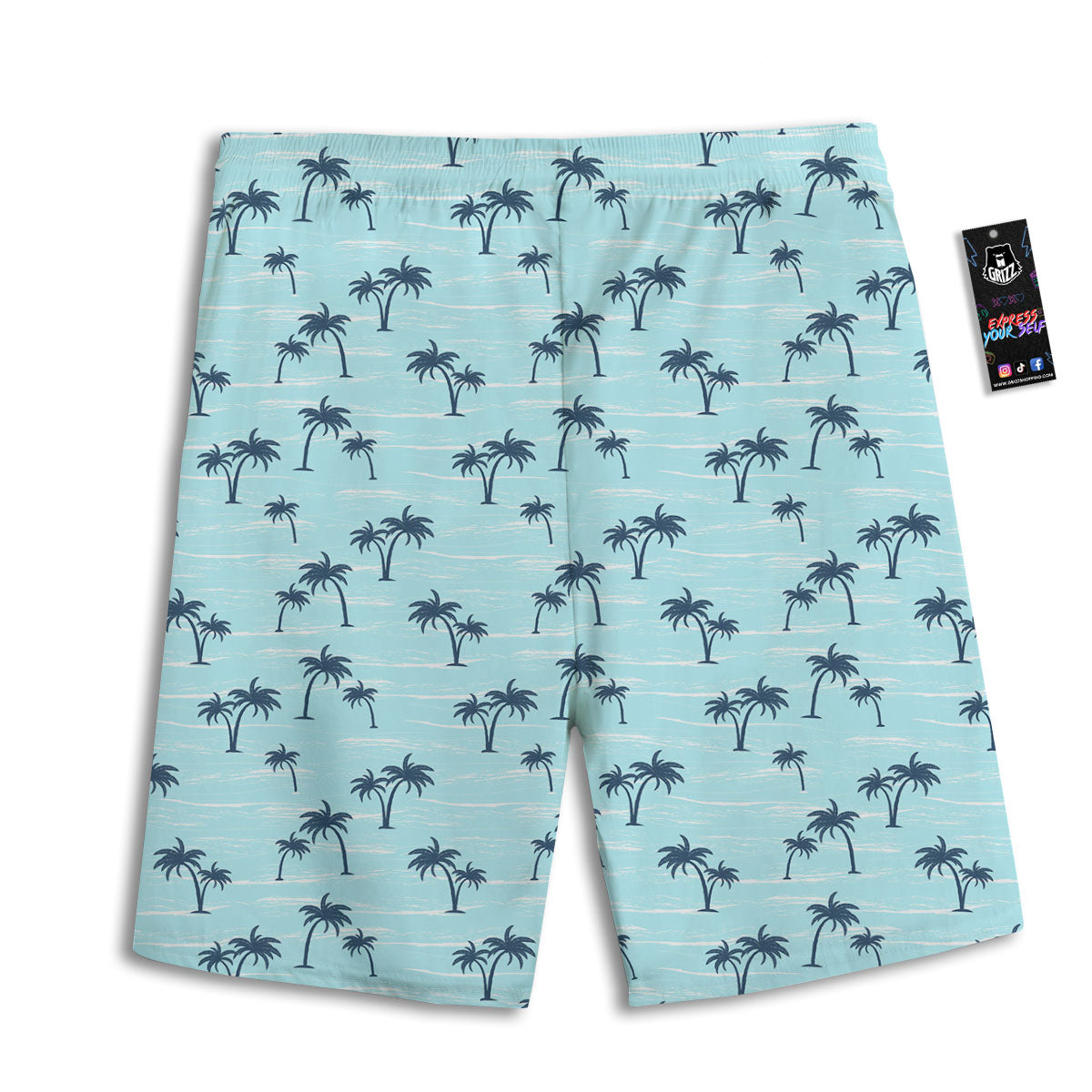 Palm Tree Blue Print Pattern Men's Athletic Shorts