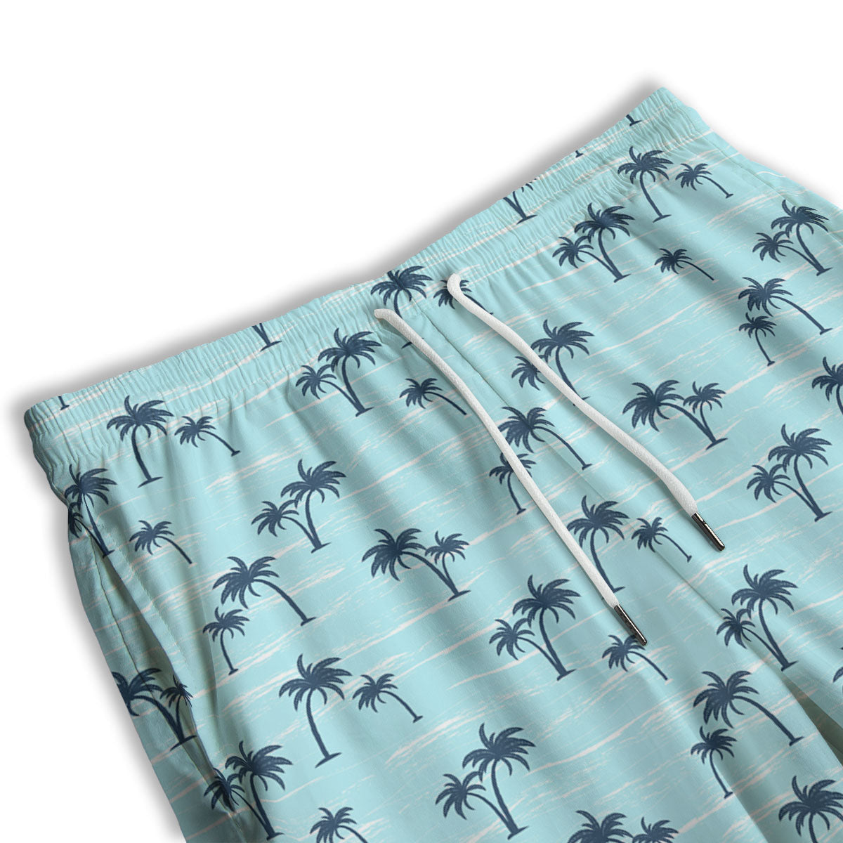 Palm Tree Blue Print Pattern Men's Athletic Shorts