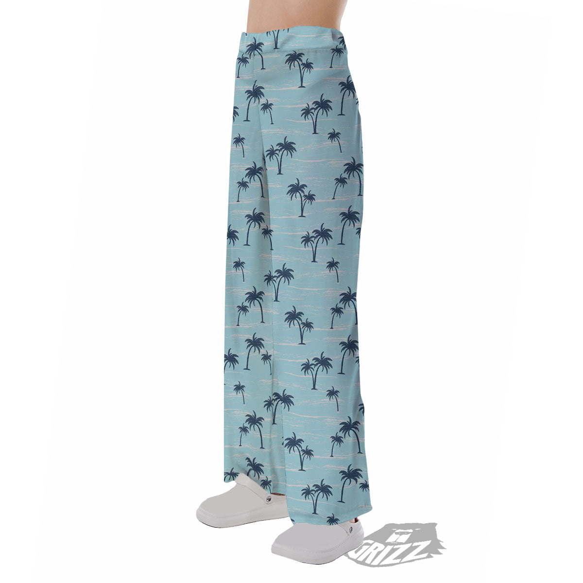 Palm Tree Blue Print Pattern Pajama Pants-grizzshop
