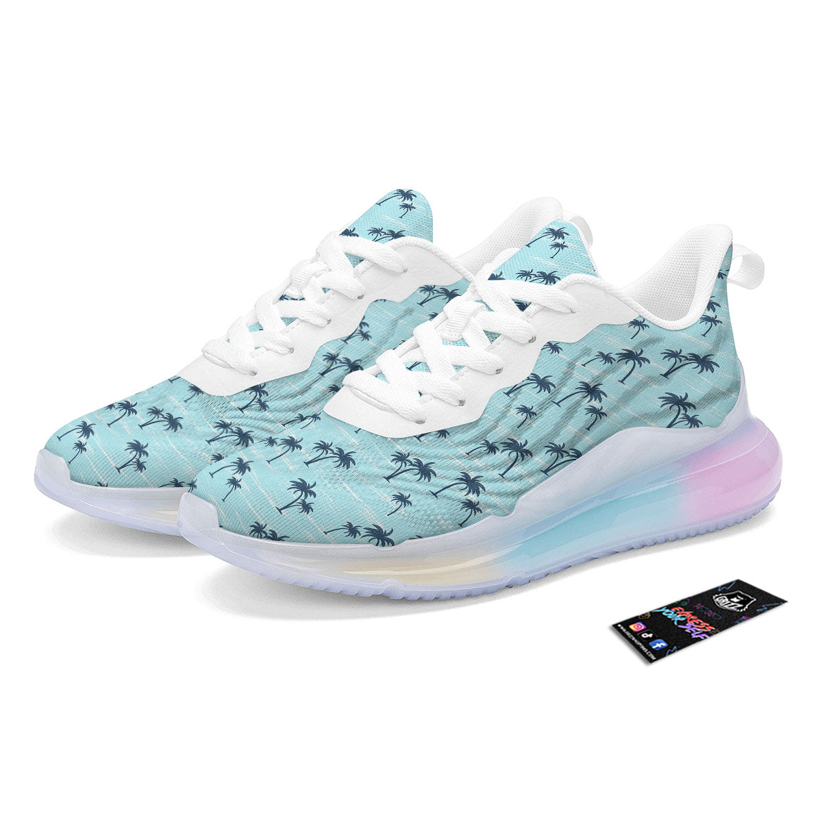 Palm Tree Blue Print Pattern Running Sneakers-grizzshop